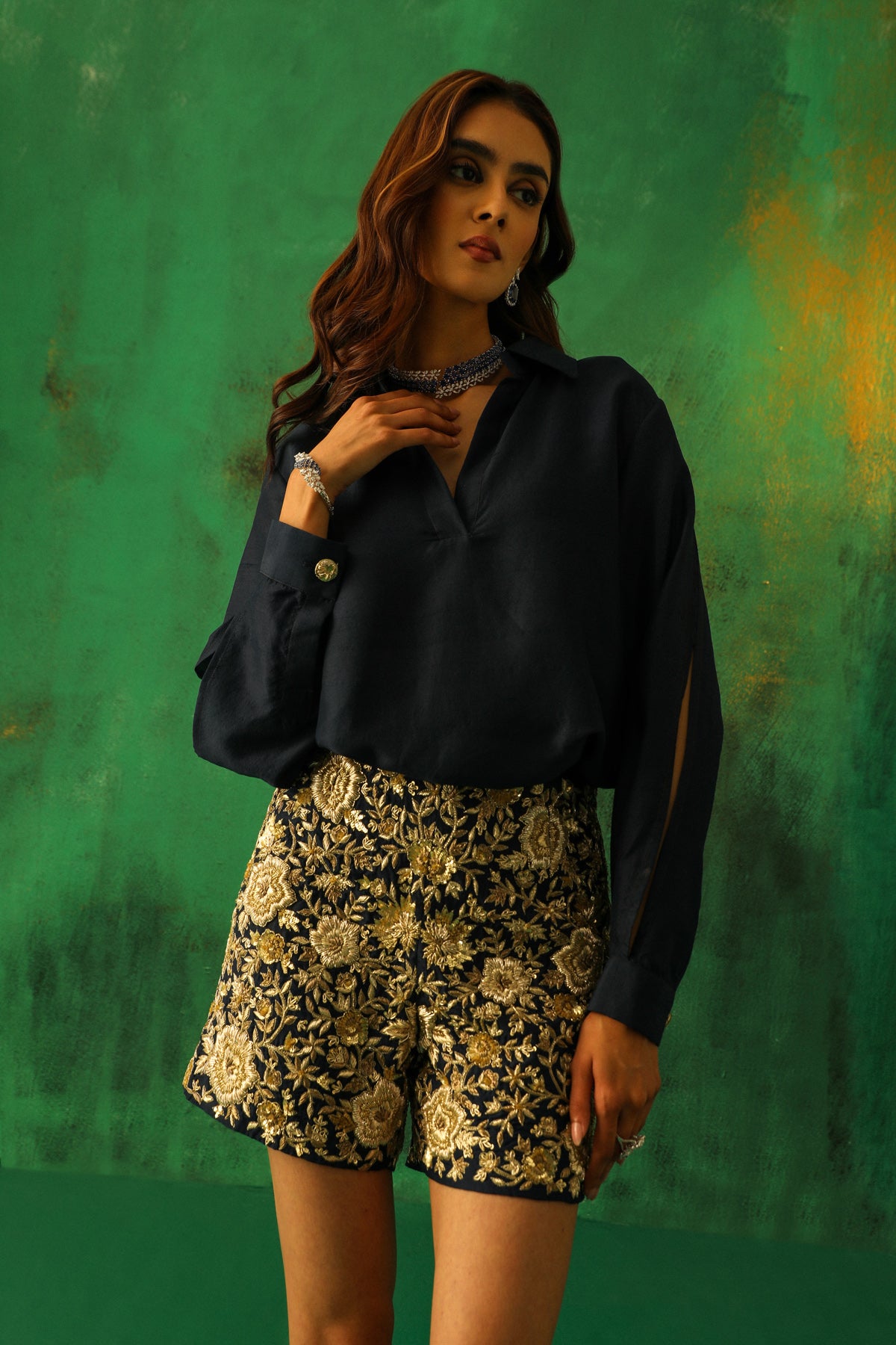 Adriana: Blue Shorts Set