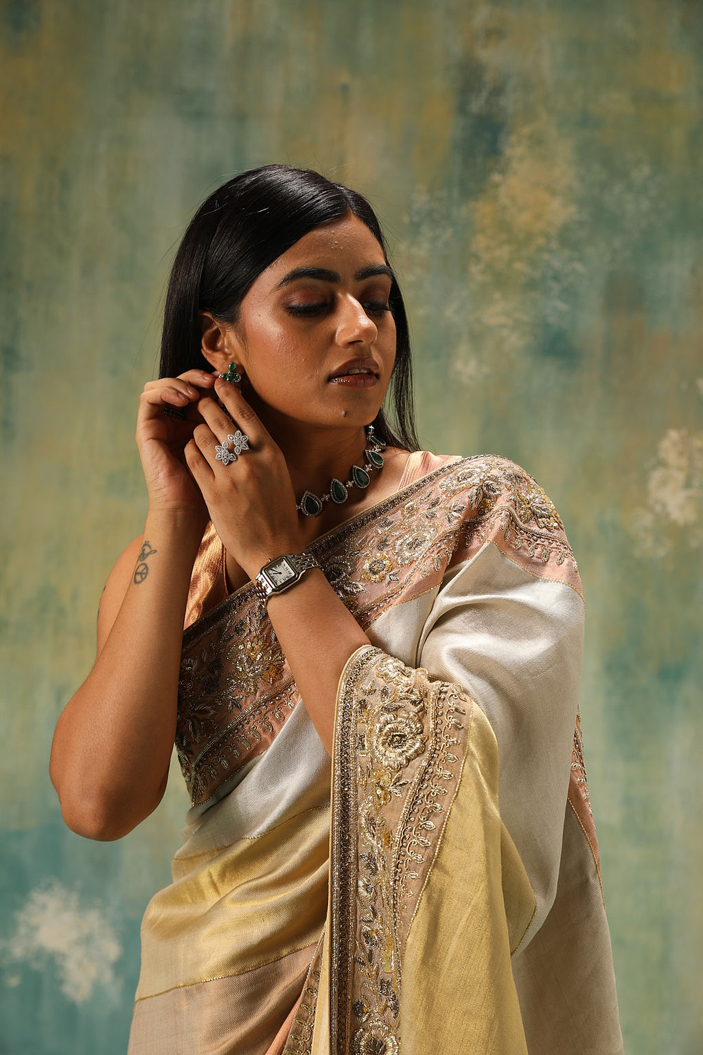 Anjana: Hand-Woven Tissue Silk Saree