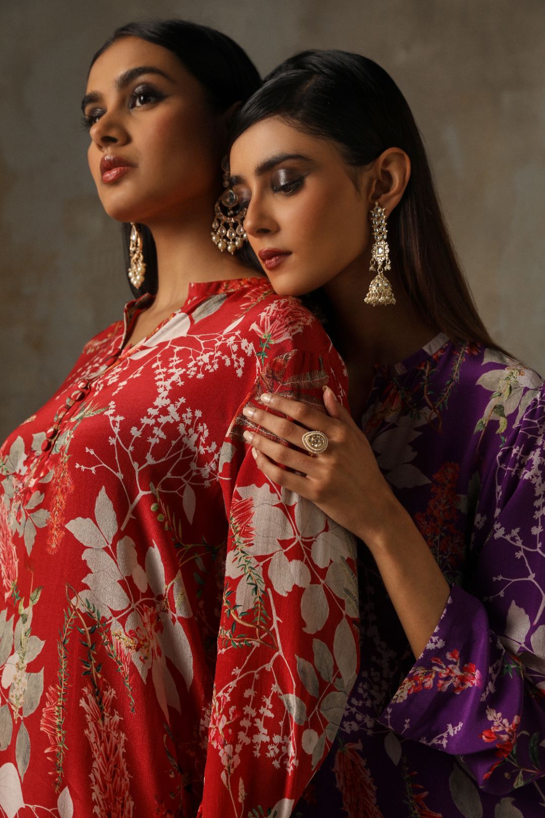 Purple Dhoti with Floral Printed Blazer