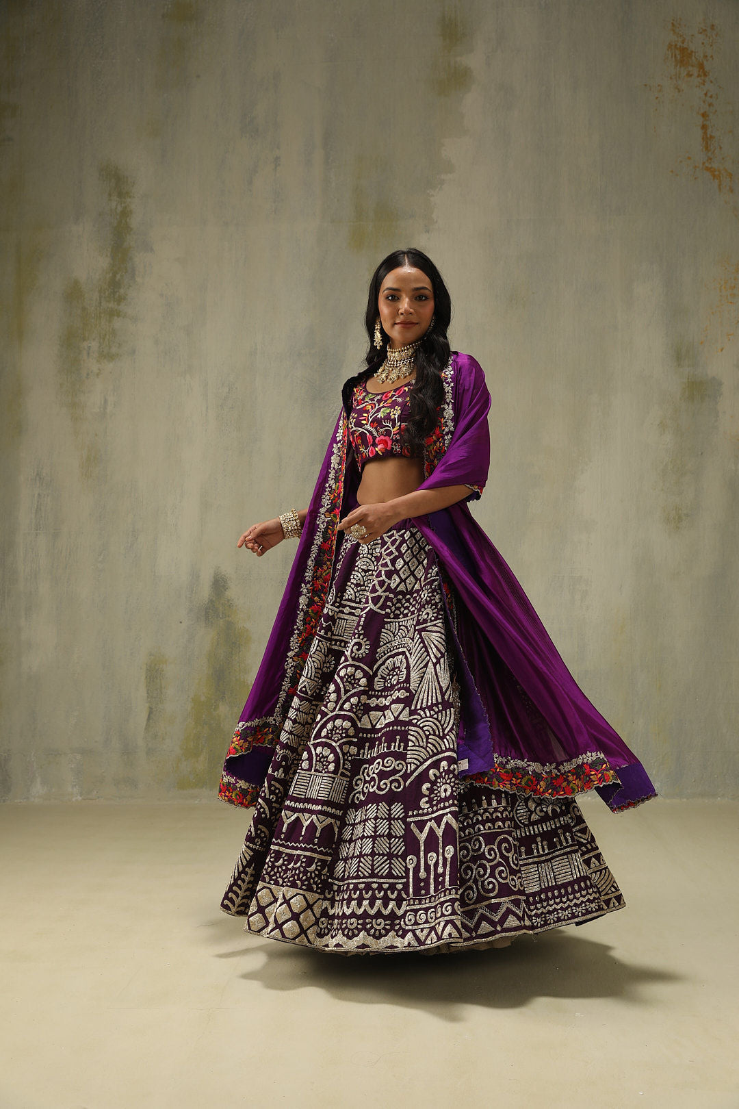 Sehaj : Embroidered Lehenga Set in Purple