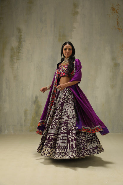 Sehaj : Embroidered Lehenga Set in Purple