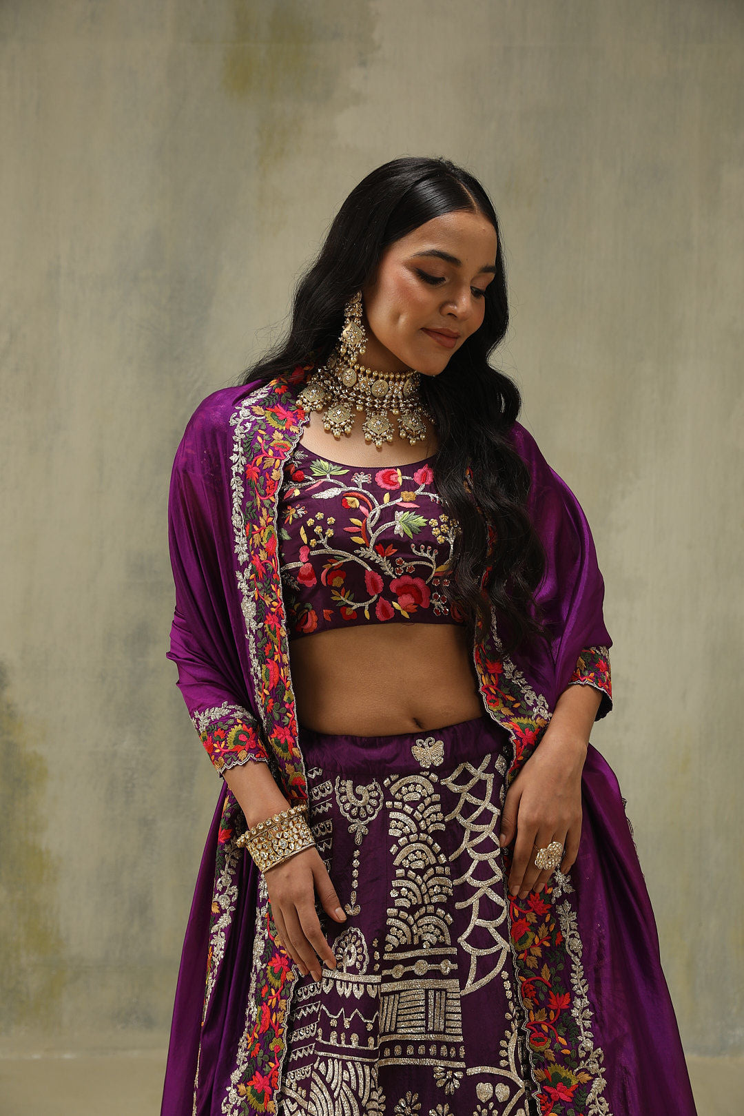 Sehaj : Embroidered Lehenga Set in Purple