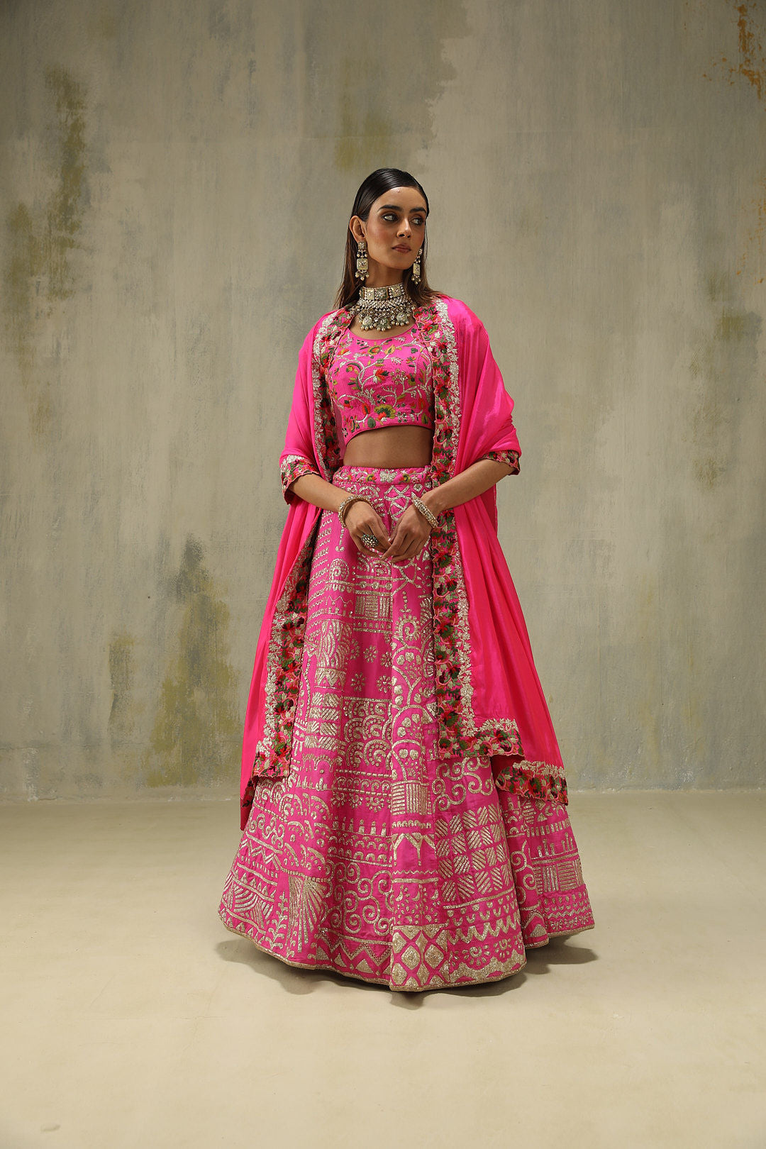 Parina : Embroidered Lehenga Set in Pink