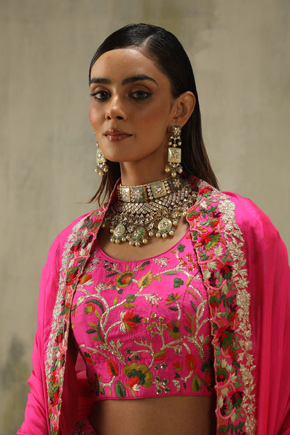 Parina : Embroidered Lehenga Set in Pink