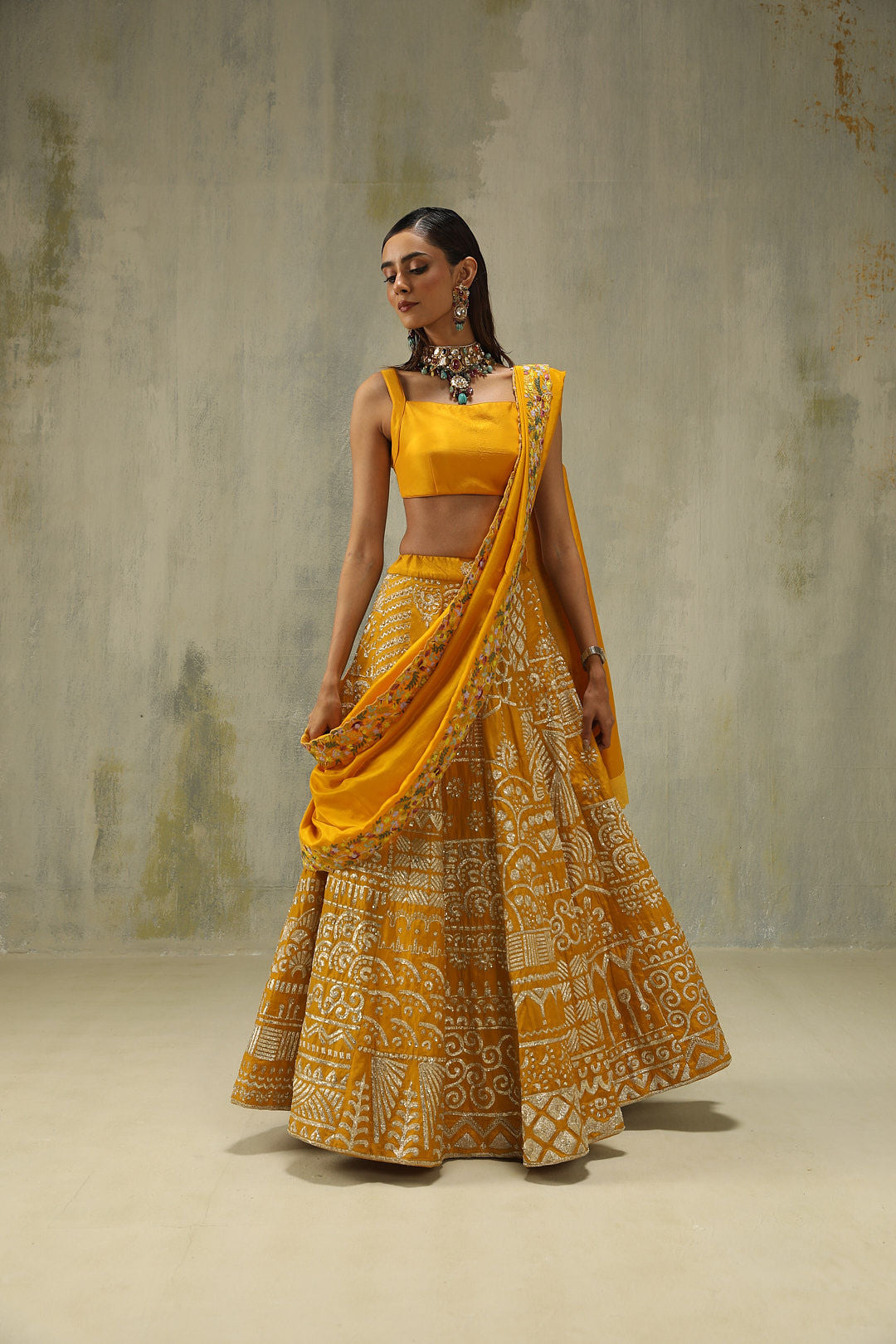 Sehaj : Embroidered Lehenga Set in Yellow