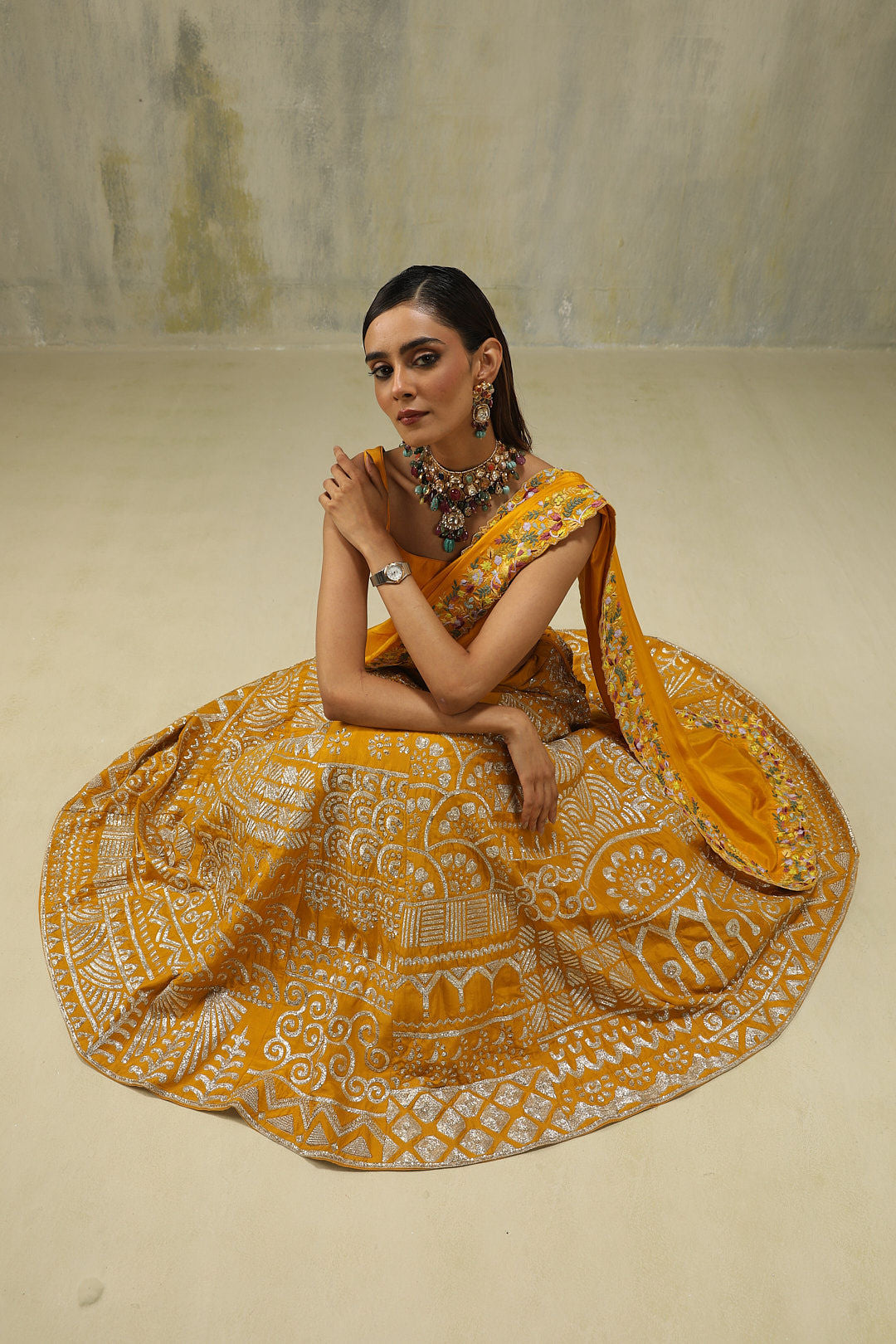 Sehaj : Embroidered Lehenga Set in Yellow