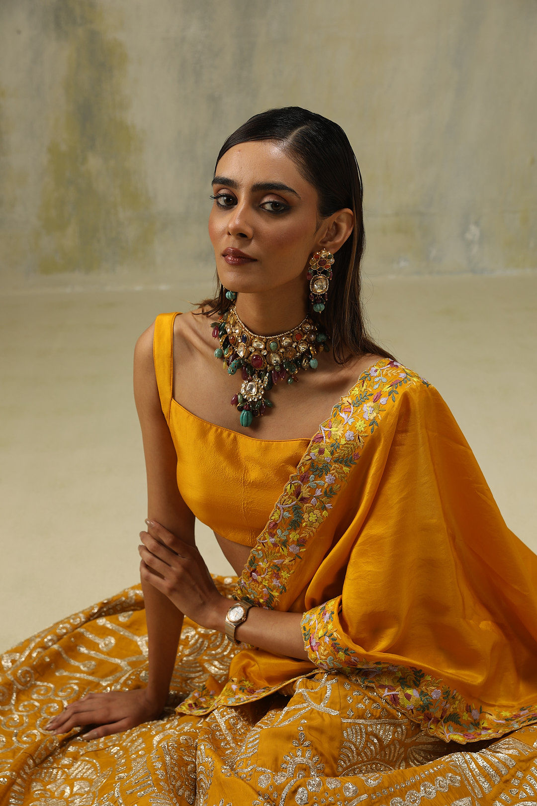 Sehaj : Embroidered Lehenga Set in Yellow