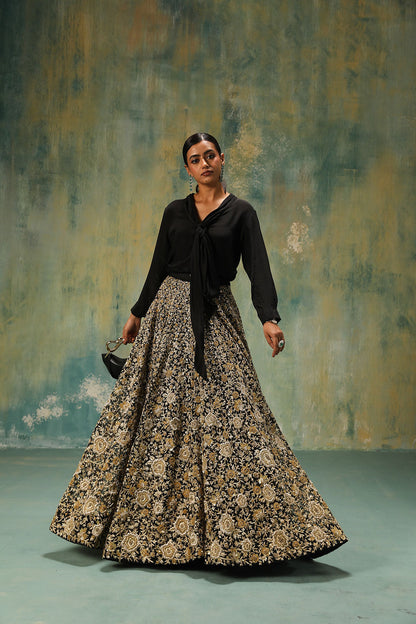 Abigail: Black and Gold Lehenga